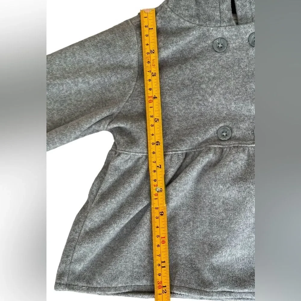 Carter’s Girls Kids Gray Hooded Buffalo Check Fleece Peplum Pea Coat. 18 Months.